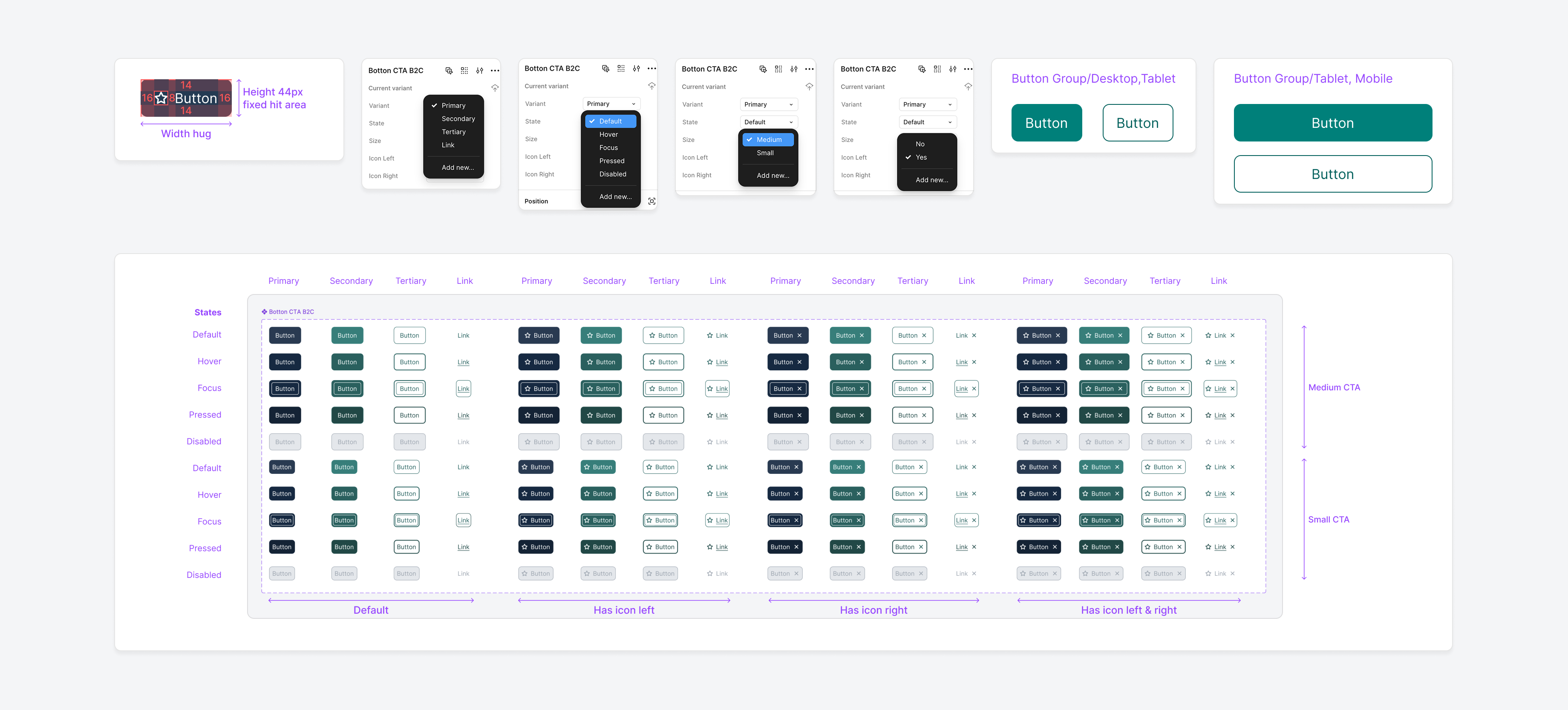 CTA Buttons and Links — States and Variants