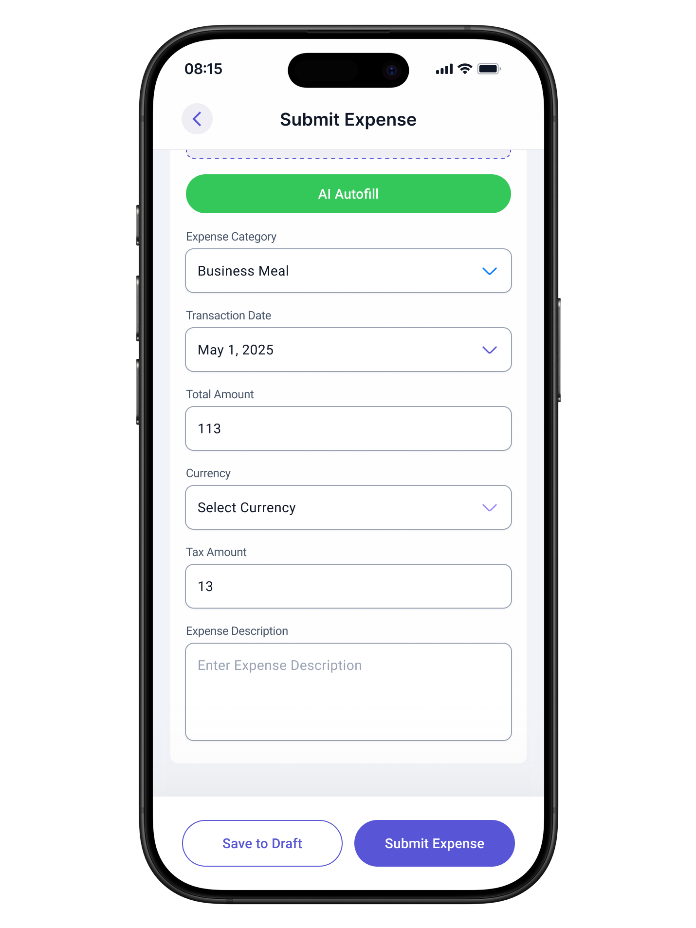 Before: Submit button with no confidence context