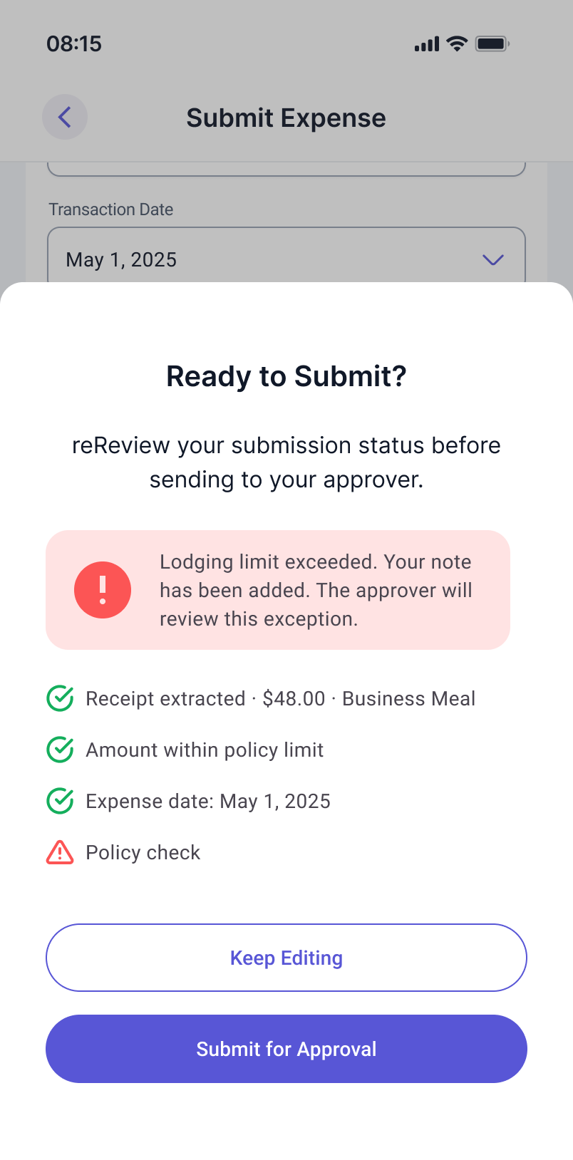 Confidence Indicator before submit