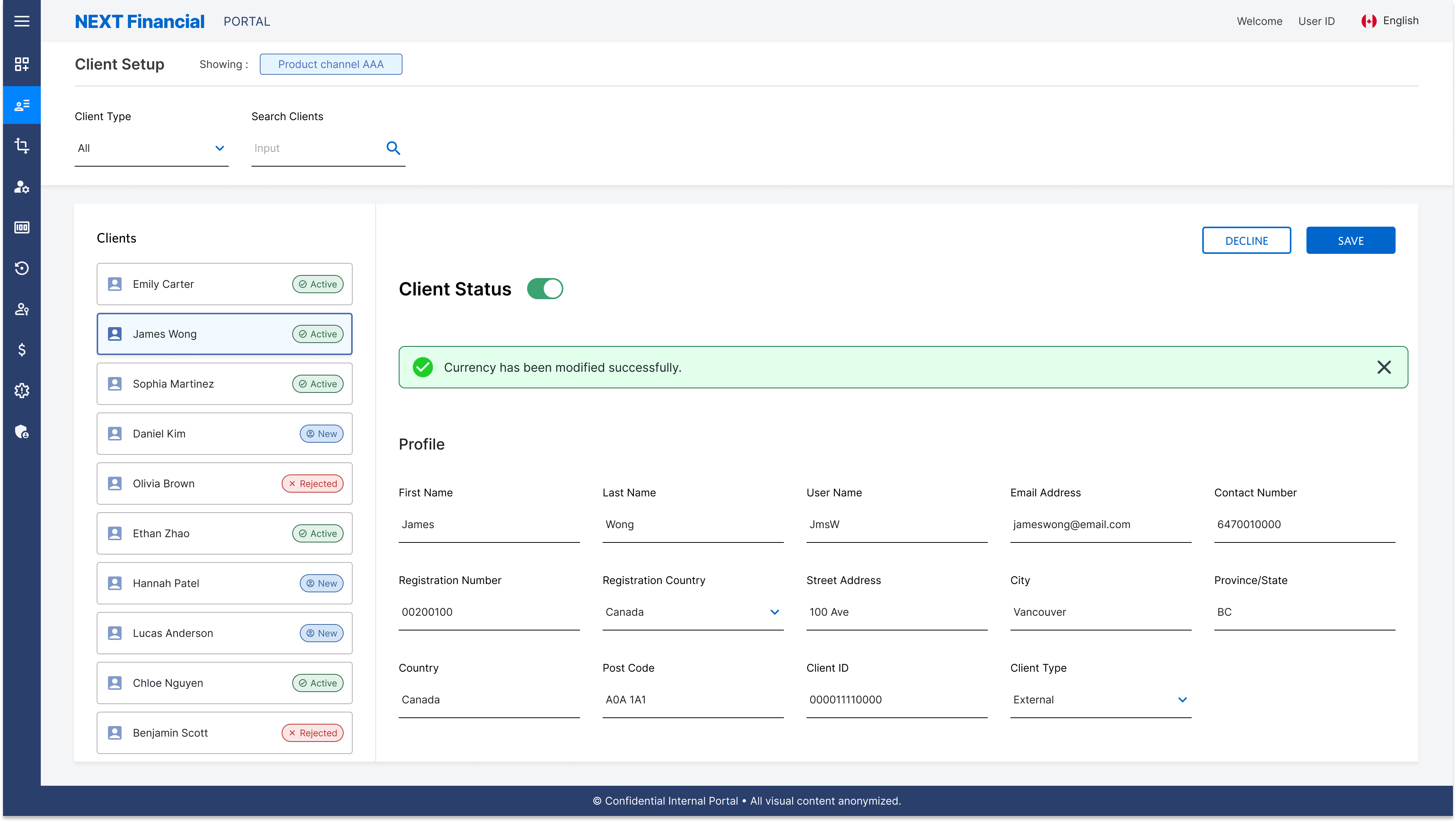 Client Setup — Success Message