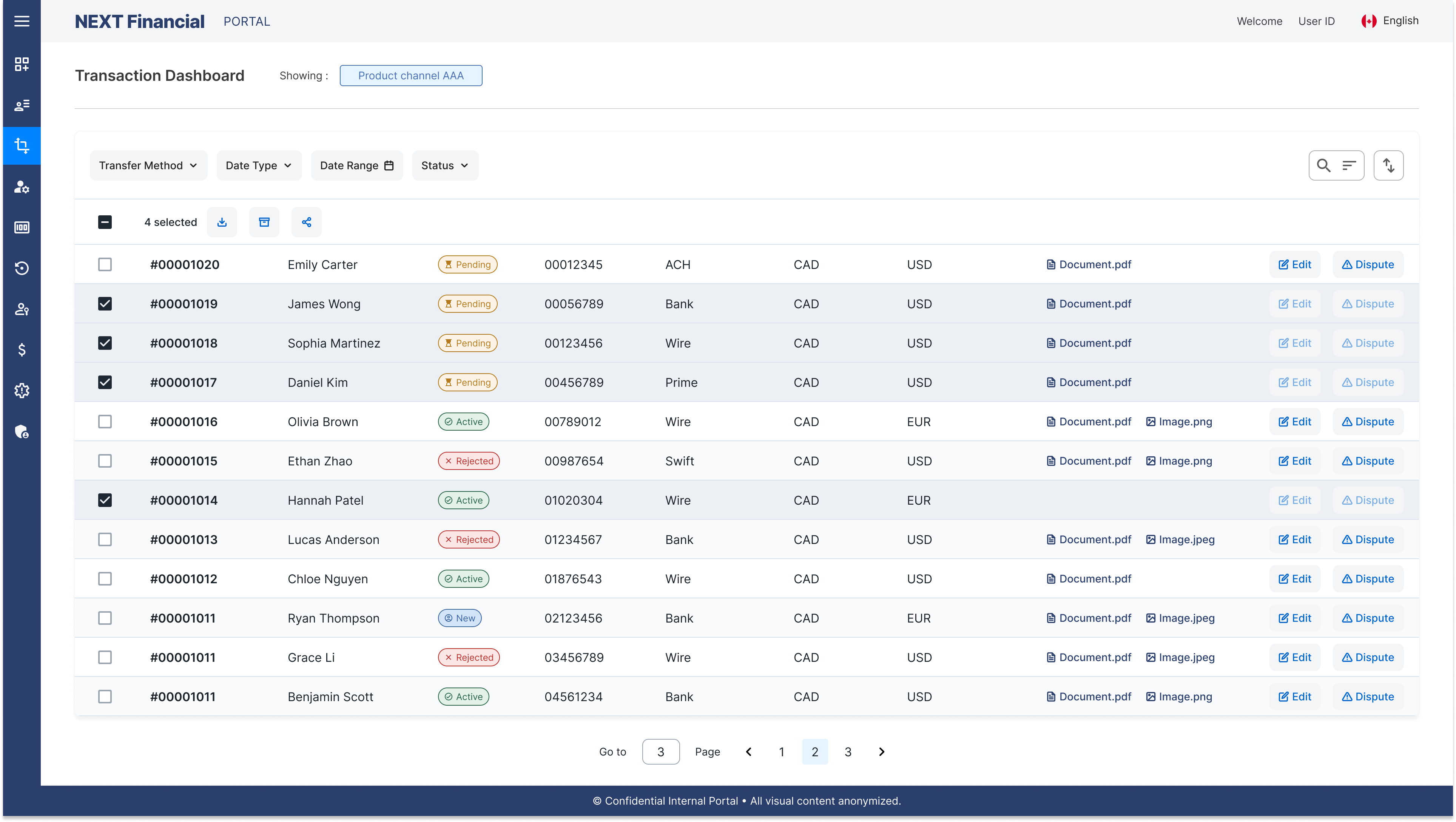 Transaction Dashboard — Multi Select