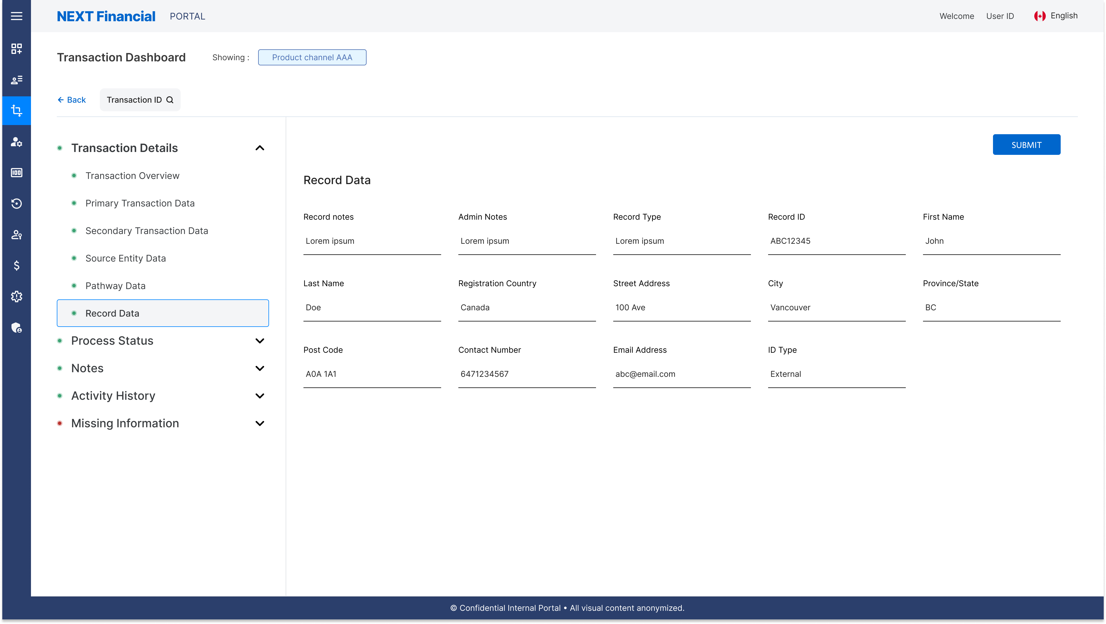 Transaction Dashboard — Edit Cell Details