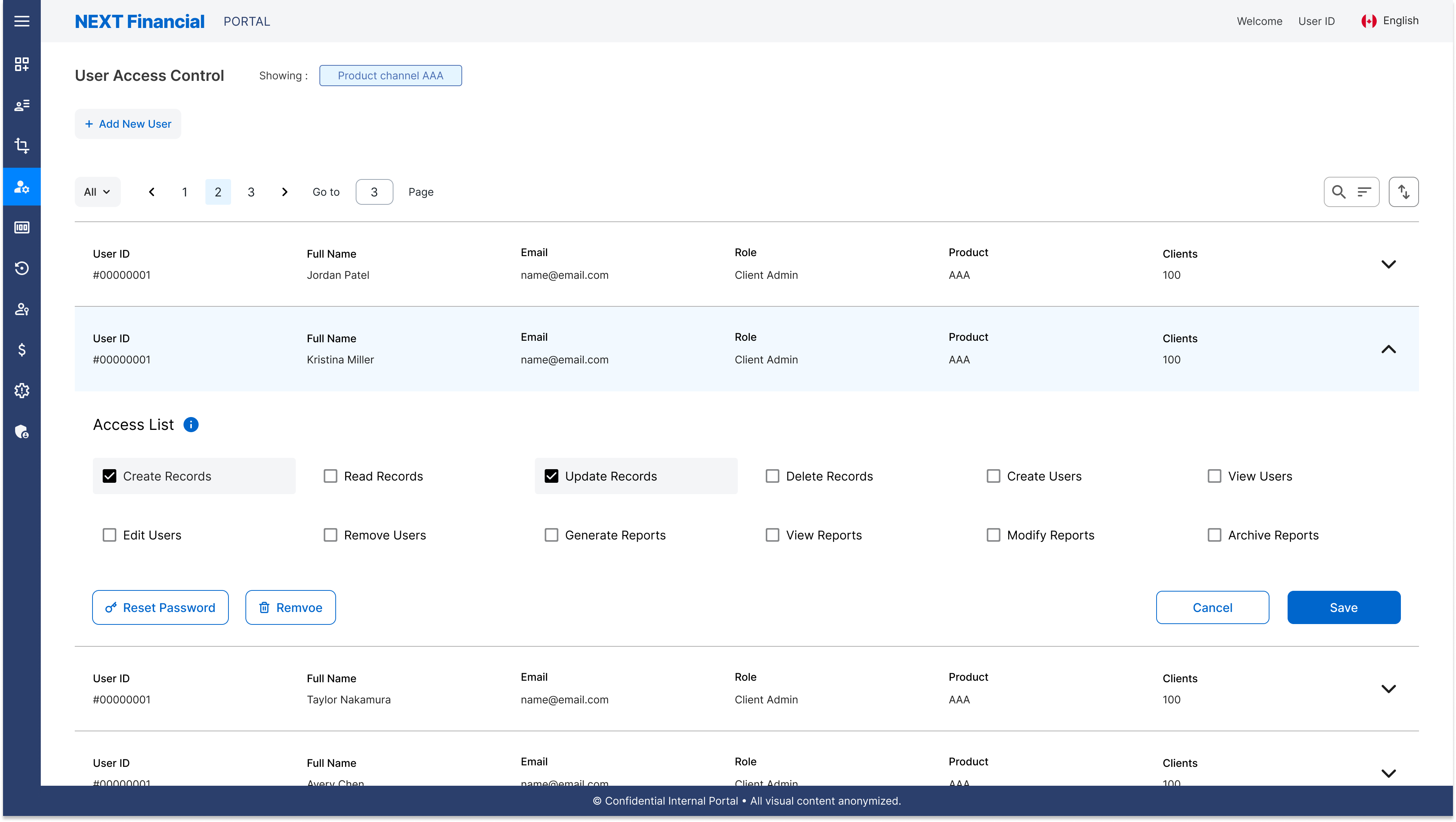User Access Control — Accordion