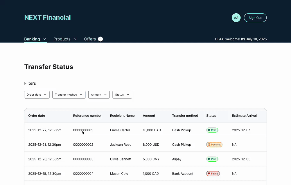 Filter on Desktop & Tablet