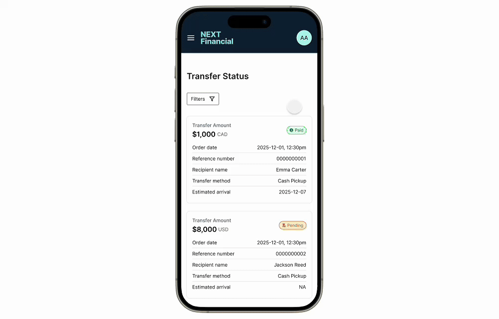 Filter on Mobile Screen